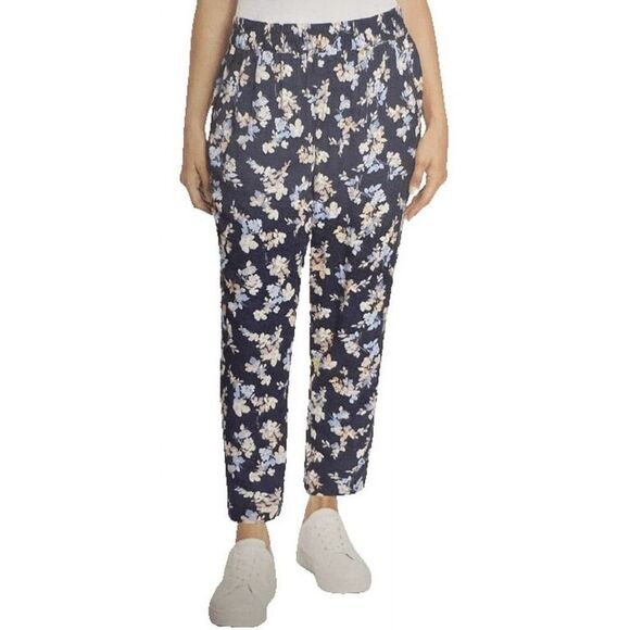 Jessica Simpson Pants Floral Print Pull on Grandmacore Comfortable Soft Navy - Picture 1 of 5